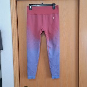 Gymshark Womens L Adapt Ombre Seamless Leggings Rose Pink Light Blue Compression